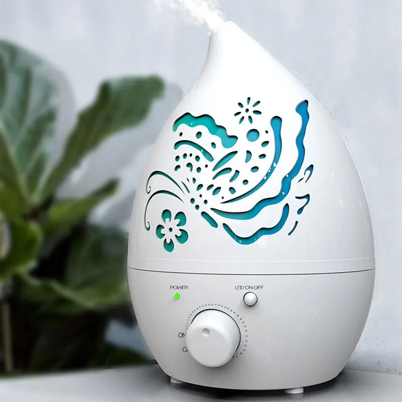 1.3L Water Drop Aromatherapy Machine Humidifier Hollow Carving Colorful Lights Home Silent Light Humidifier Cross border Flame