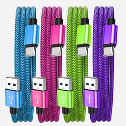 USB A To Type C Cable Date Sync Line 3A Fast Charging For Samsung Huawei Android Mobile Phone Nylon Braided Wire Charger Cable