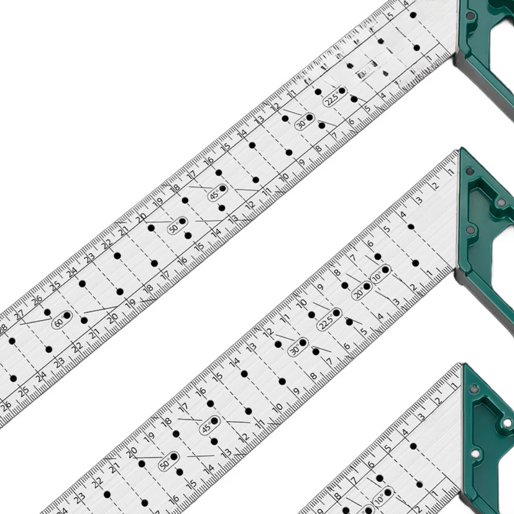 1pc 90-degree Ruler Multi-angle Marking Stainless Steel Right-angle Ruler 250/300/400mm Measurement Tools For Scribing Lines