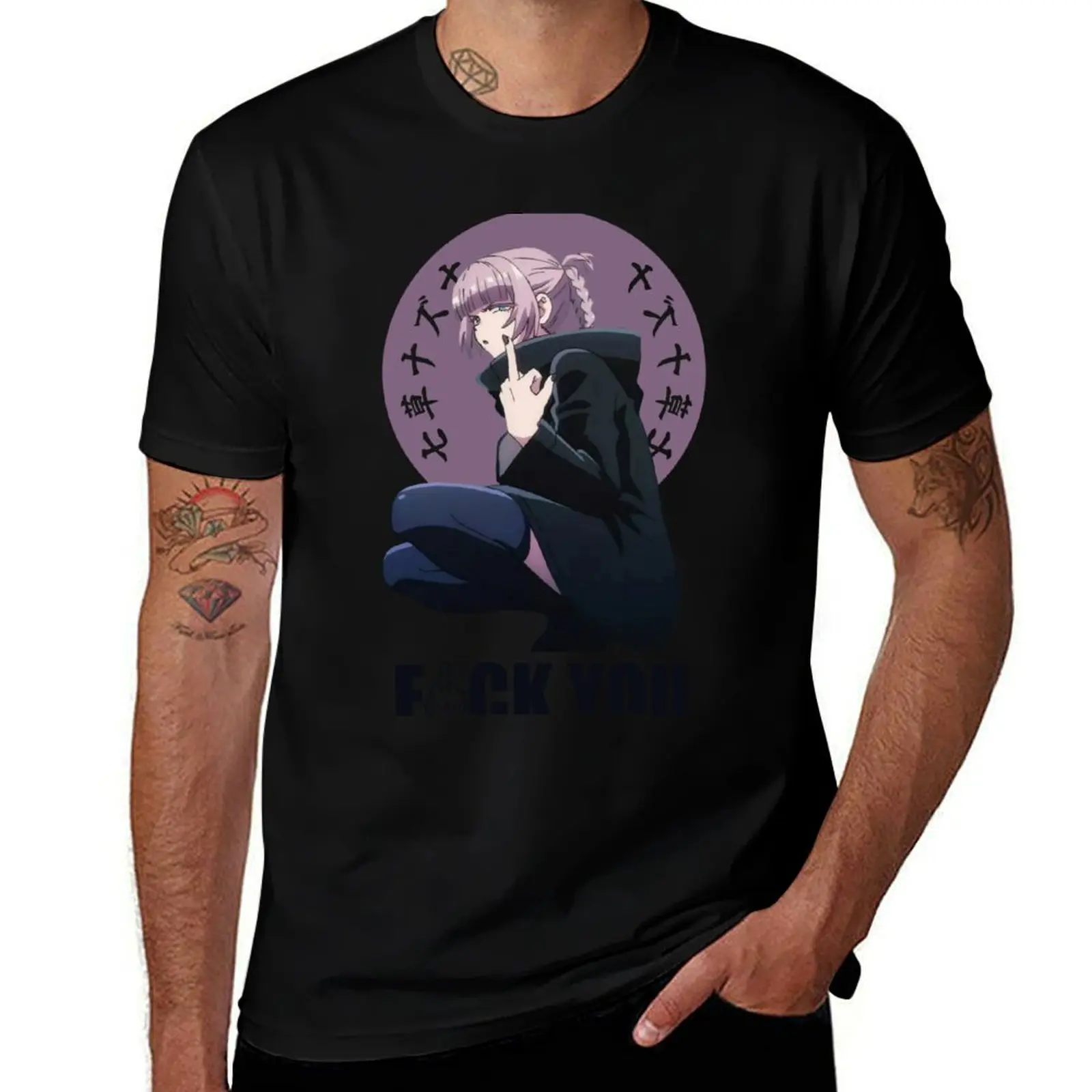 Call of the Night - Nazuna middle finger T-Shirt anime t shirts summer top heavy weight t shirts for men