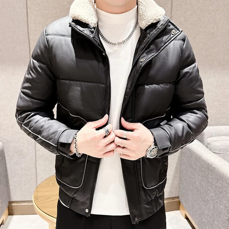 2023 Korean Stand Collar Thickened Warm Trendy Parka New Men Jacket Casual Winter Men Harajuku Jacket Men Parka Coat Homme