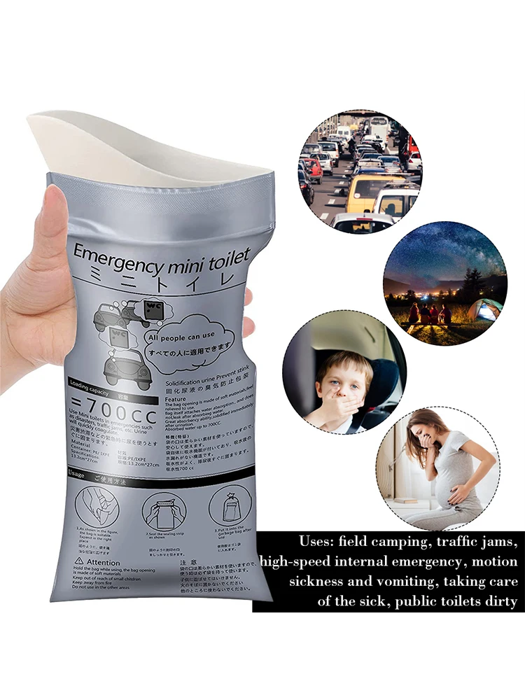 Outdoor Emergency Urinate Bags 700ml Disposable Portable Urine Bag Unisex Pee Bag Portable Urinal Bag for Female Baby Male