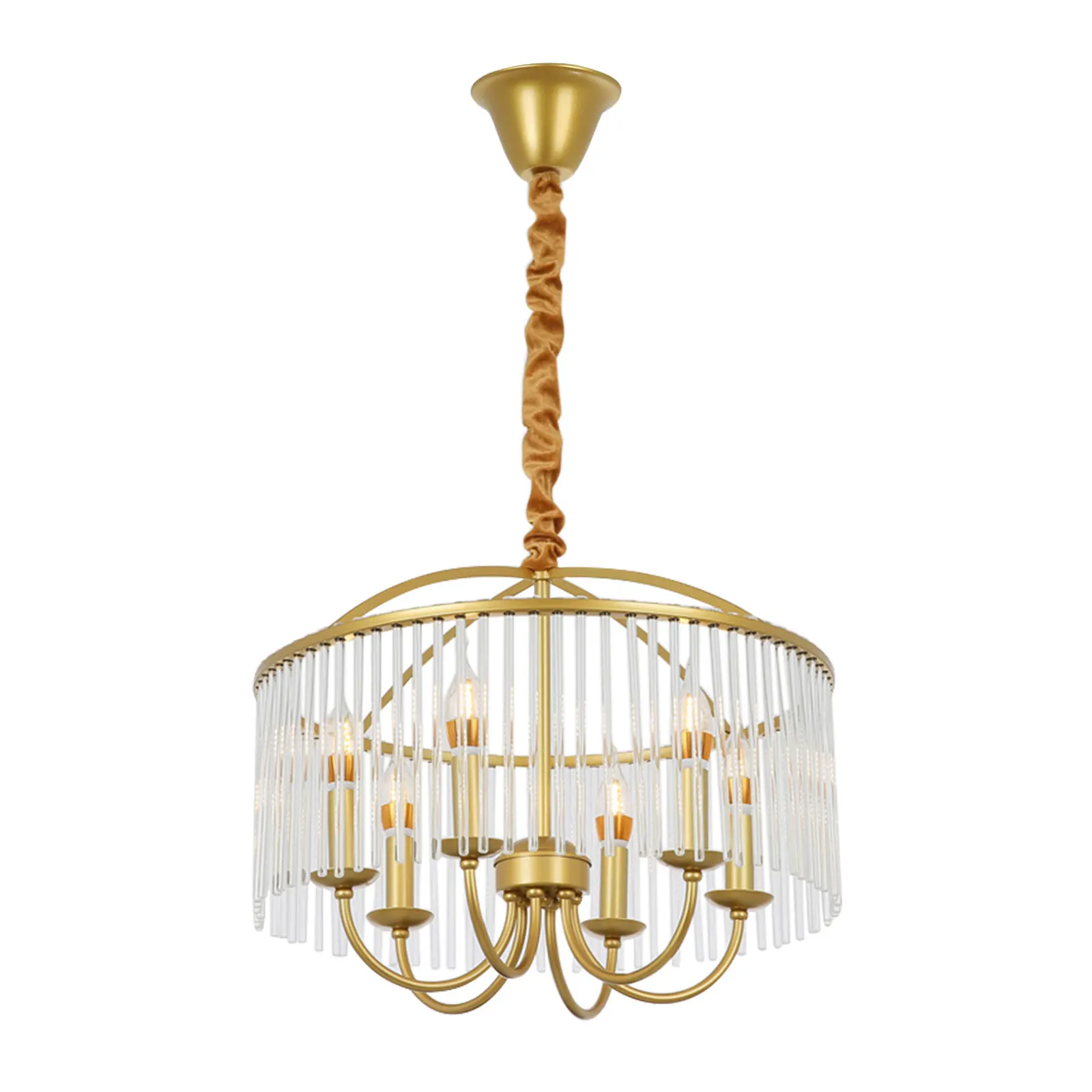 

Ретро Золотой Металл 6 * E12 Светодиодные Подвесные Светильники Потолочное Крепление Цепи Подвесной Блеск Хрустальная Лофт Люстра