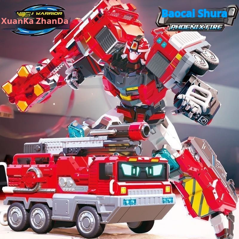 

Metal Cardobot Transforming Fire Truck Robot Firefighter Warrior Convertible Action Figure For Boys Kids Children Play Toy