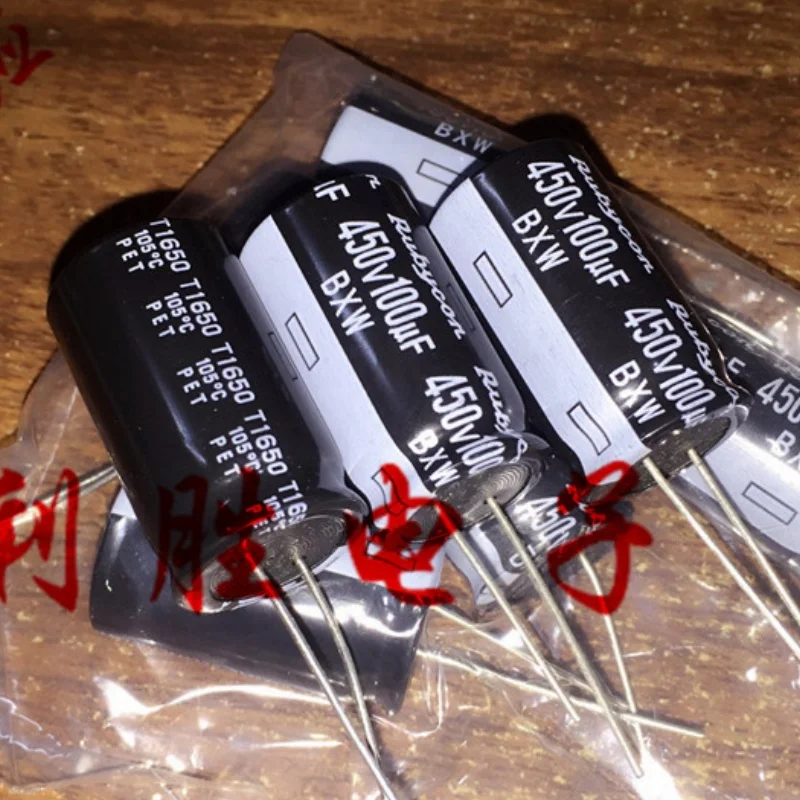 5PCS original 100UF 450V ruby ​​RUBYCON capacitor 450V 100UF image 3