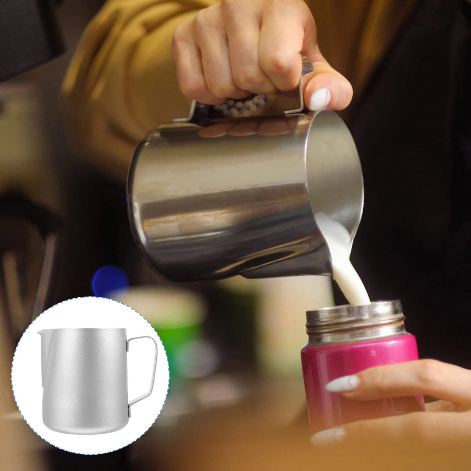 

Milk Frothing Pitcher Stainless Steel Professional Latte Art Cup Coffee Steamer Kitchen Utensil Light Compact Dishwasher