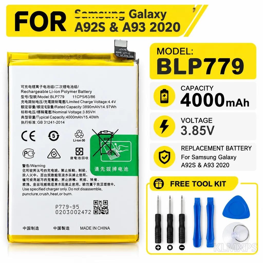 4000mAh BLP779 Li-ion Phone Replacement Battery For OPPO A92S, A93, F17 Pro, Reno 4Z and Reno 4 Lite Mobile Phone Battery