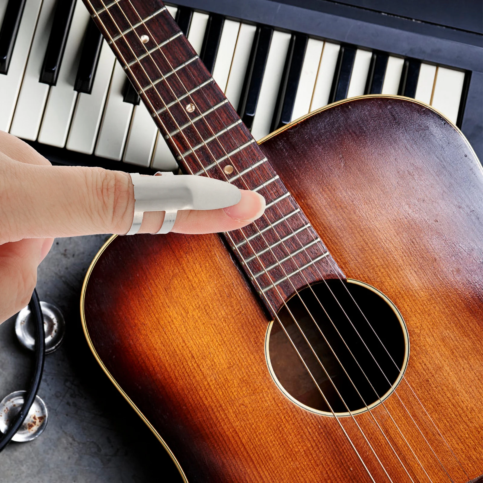 

6pcs Large Hole Finger Picks Guitar Banjo Adjustable Stainless Steel Durable Metal Protector Stringed Instruments Accessories