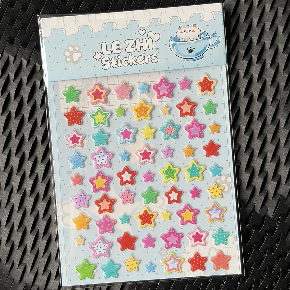 2026NEW LEZHI Colorful Star Wings Nail Art Stickers 3D Embossed Polka Dot Y2K Self Adhesive Nail Decals Cute PARTY GIFTS