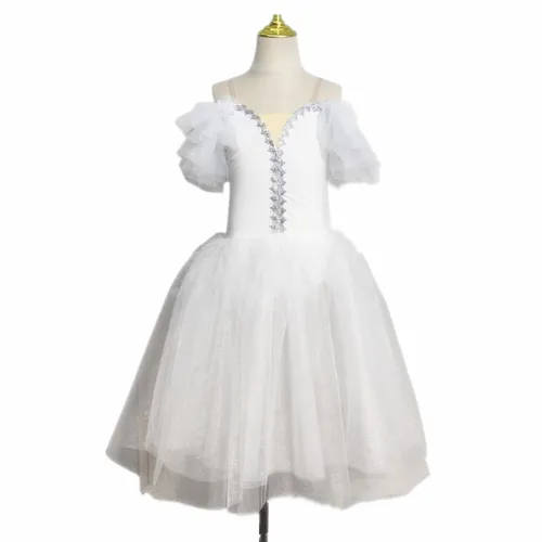Falda tutú de Ballet blanca, trajes de baile para adultos, falda de baile profesional, vestido largo para niños