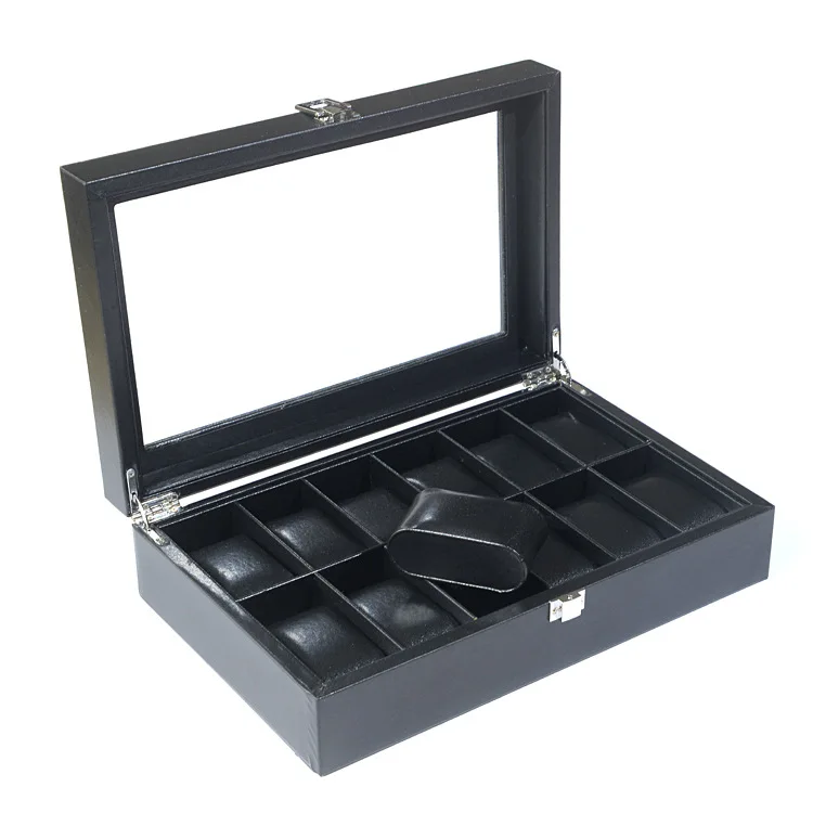 Lnofxas Black Single Watch Gift Box with Pillow PU Leather Wristwatch Display Case Organizer for Men image 3