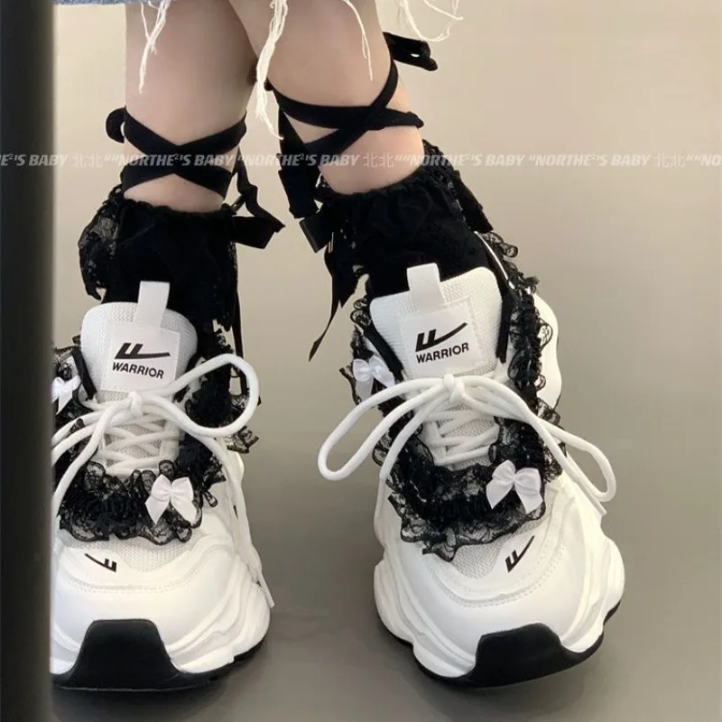 Warrior Original Brand Clunky Sneaker for Girls Y2k Unique Applique Platform Casual Sneakers High Street Fashion Lolita Shoes view 3