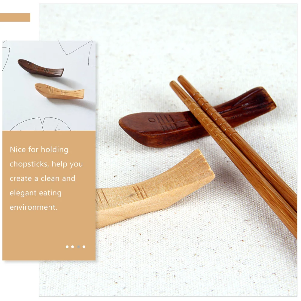 

4Pcs Wooden Chopsticks Rest Japanese Style Creative Chopstick Stand Unique Shape Dining Table Organizer Elegant Cutlery Holder