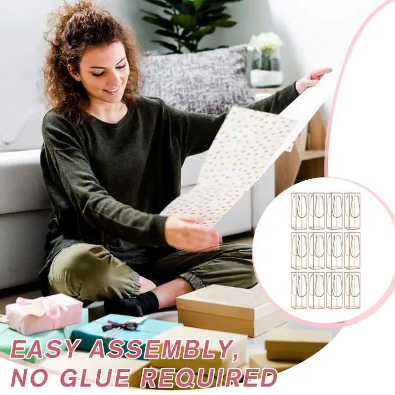 Rechthoekige transparante PVC-doos 12-delige verpakking met gouden randen en koord Multifunctionele traktatietassen Feesttraktaties