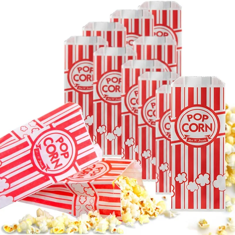 

2000 упаковок, 1 унция. Бумажные пакеты для попкорна, маленькие пакеты для попкорна, одноразовые, оптом, идеально подходят для карнавала, Ci