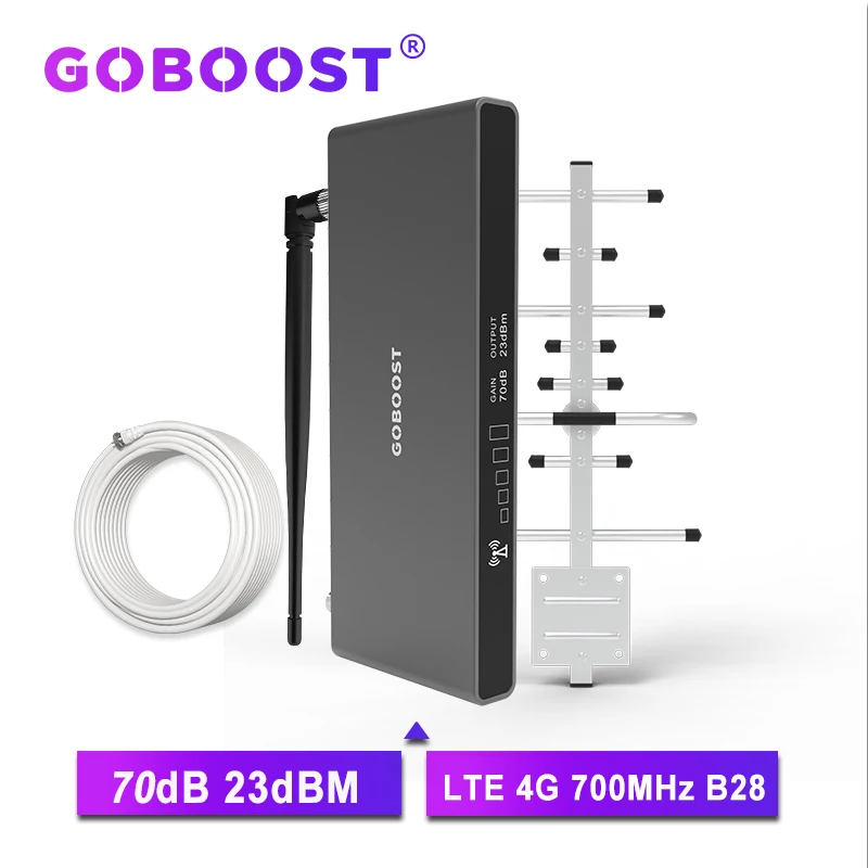 

GOBOOST Cell Phone Signal Booster for Home Band 28 Cell Phone Cellular Amplifier Boost Voice & Data Improve 4G LTE Signal 700MHz