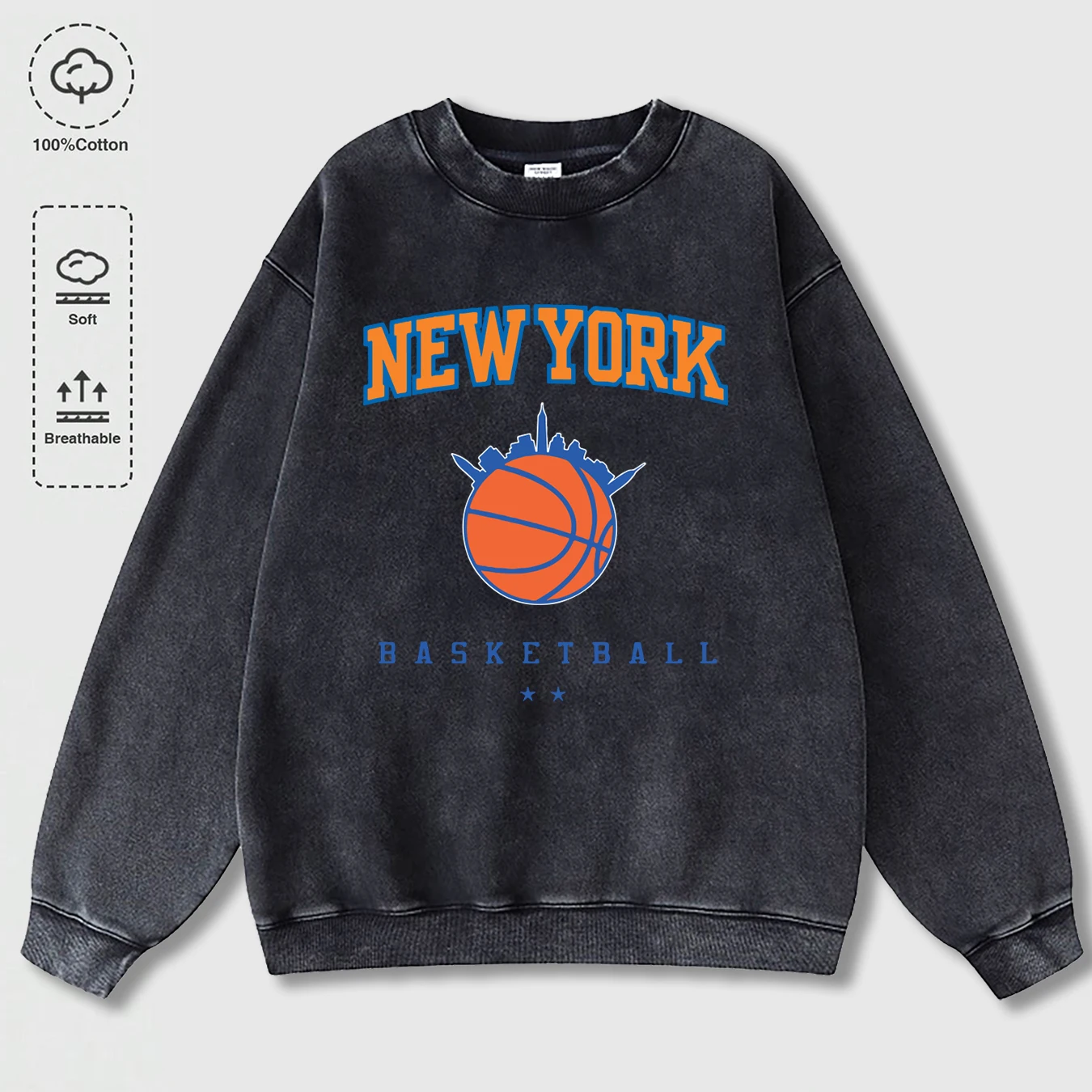 نيويورك كرة السلة طباعة الرجال غسلها هوديي الكرتون كل مباراة الشارع الشهير عارضة السترة الخريف القطن الرجعية الملابس للجنسين #1