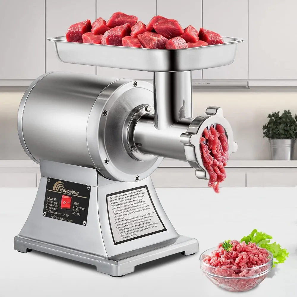 

Kitchen Accessories Commercial Meat Grinder Food Processors 550LB/h 1100W Grinding Plates & Meat Pusher Processor Manual Dining