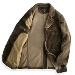 Amekaji Wear Clothes Men American Retro Coffee Color Corduroy Suit Business Casual Single West Corduroy Coat Good Quality