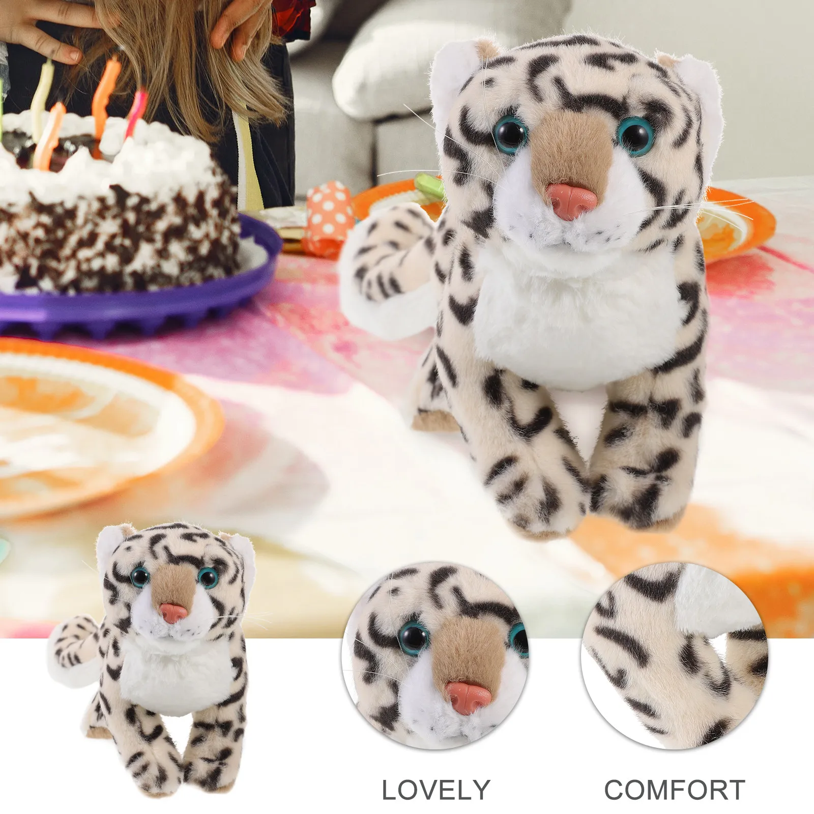 

Creative Snow Leopard Stuffed Animal PP Cotton Made Exquisite Lovely Home Decor Sofa Bed Table Floor Decoration