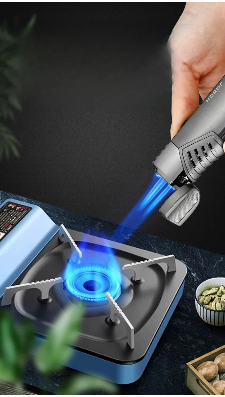 JOBON Metal Cigar Lighter Outdoor Windproof Butane Gas Blue Flame Turbine Torch Jet Portable Lighter Cigar Drill Tool