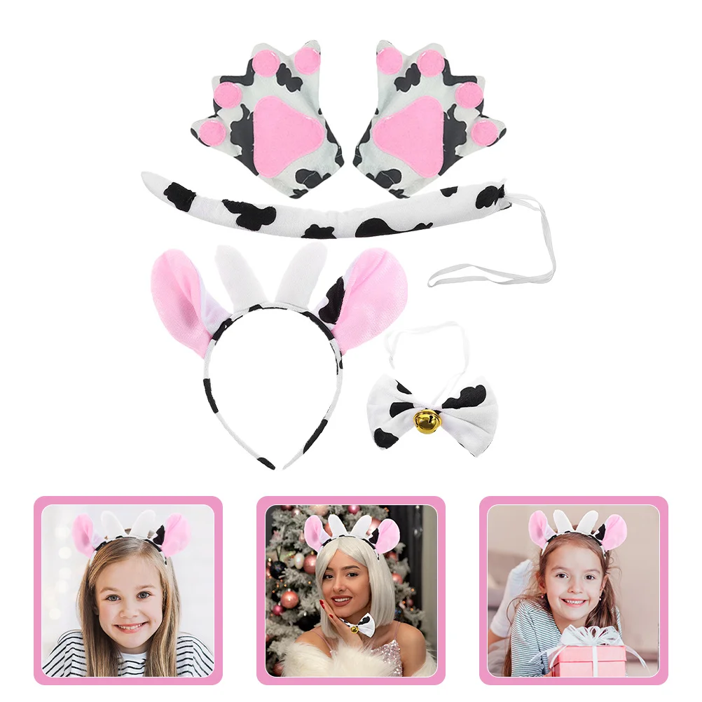 1 مجموعة البقرة عقال الذيل ربطة القوس فيونكة الحيوان زي مجموعة تأثيري الدعائم مرحلة الحفلات أداء لوازم البقرة عقال زي حفلة الدعامة