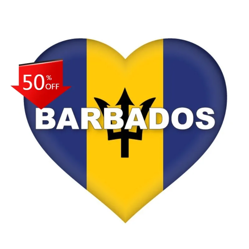

BARBADOS HEART Flag car van decal sticker Camper Windows Windshield Luggage Vinyl Decal