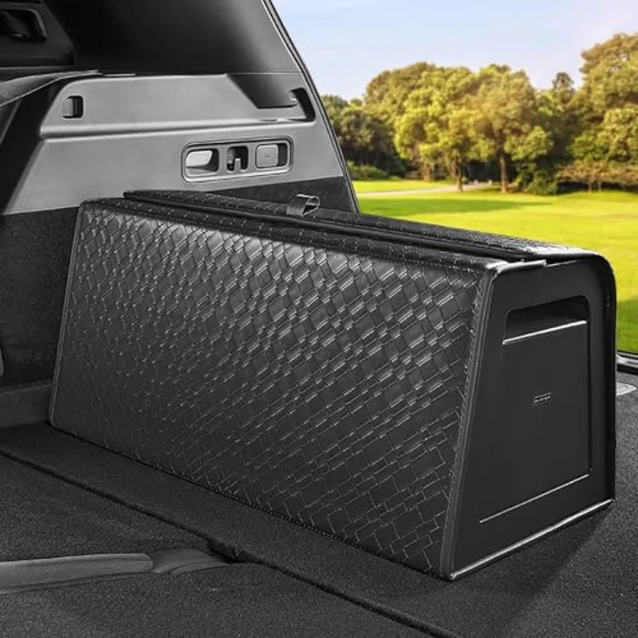 

Trunk Organizer for suvcar storage organizer lid Box PU Leather PP Honeycomb Board Fixed with screws extremely sturdy Collapsib