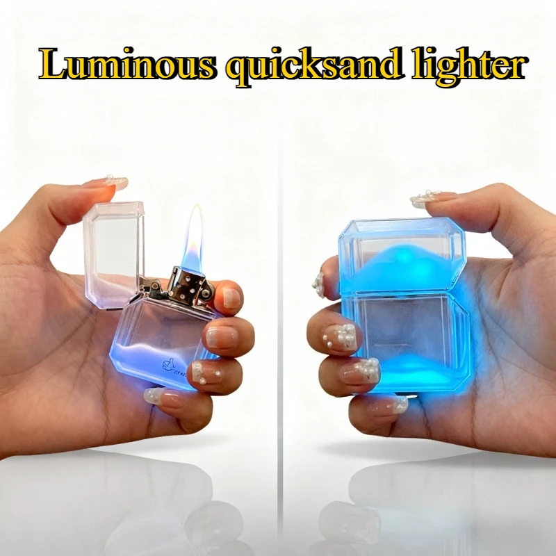 

New Windproof Cool Lighter - Unusual Quicksand Luminous Design, Butane Refillable, Men's Smoking Accessory & Gift Tool