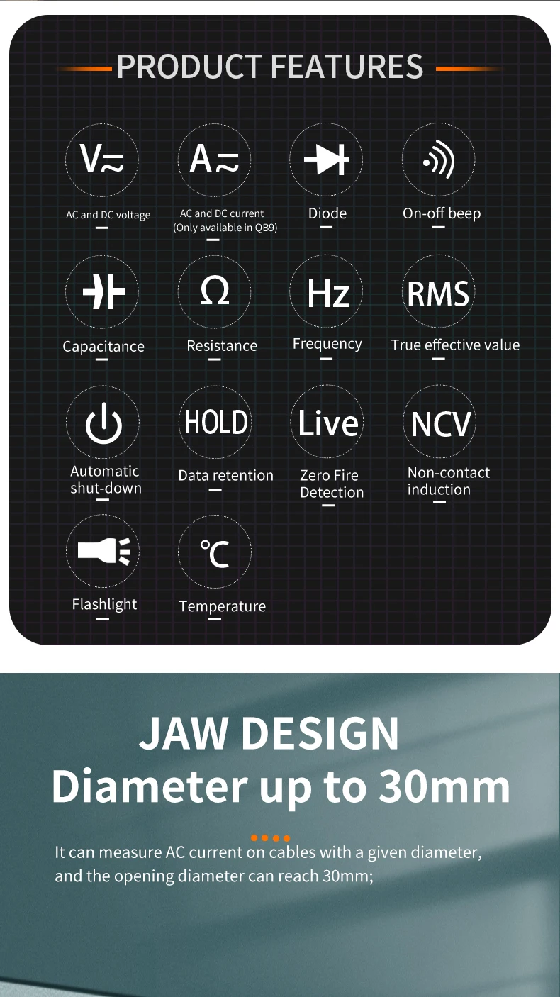 ZOYI Digital Clamp Meter True RMS 6000 DC/AC 100A 1mA Multimeter Car Current Voltage Capacitance Temperature Hz  Tester