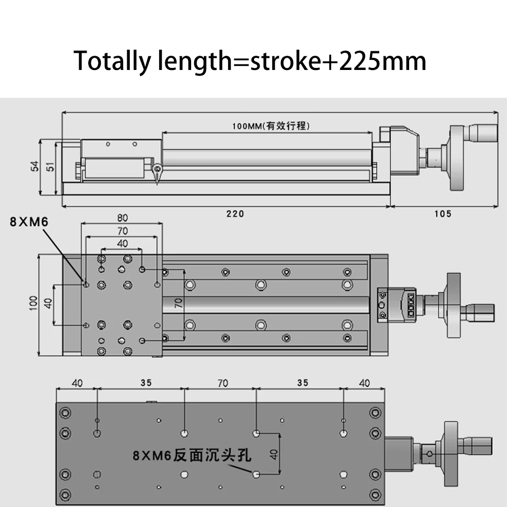 Manual Slide Linear Module T-Screw Hand Crank Digital Display XYZ Fine Adjustment Cross Precision Guide Rail with Handwheel
