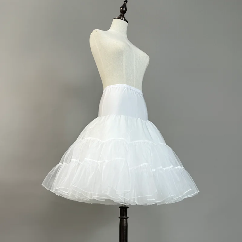 Women's Double Layer Ruffle Tulle Petticoat Tutu Puffy Cosplay Half Slip Crinoline Chiffon Poofy Ballet Skirt