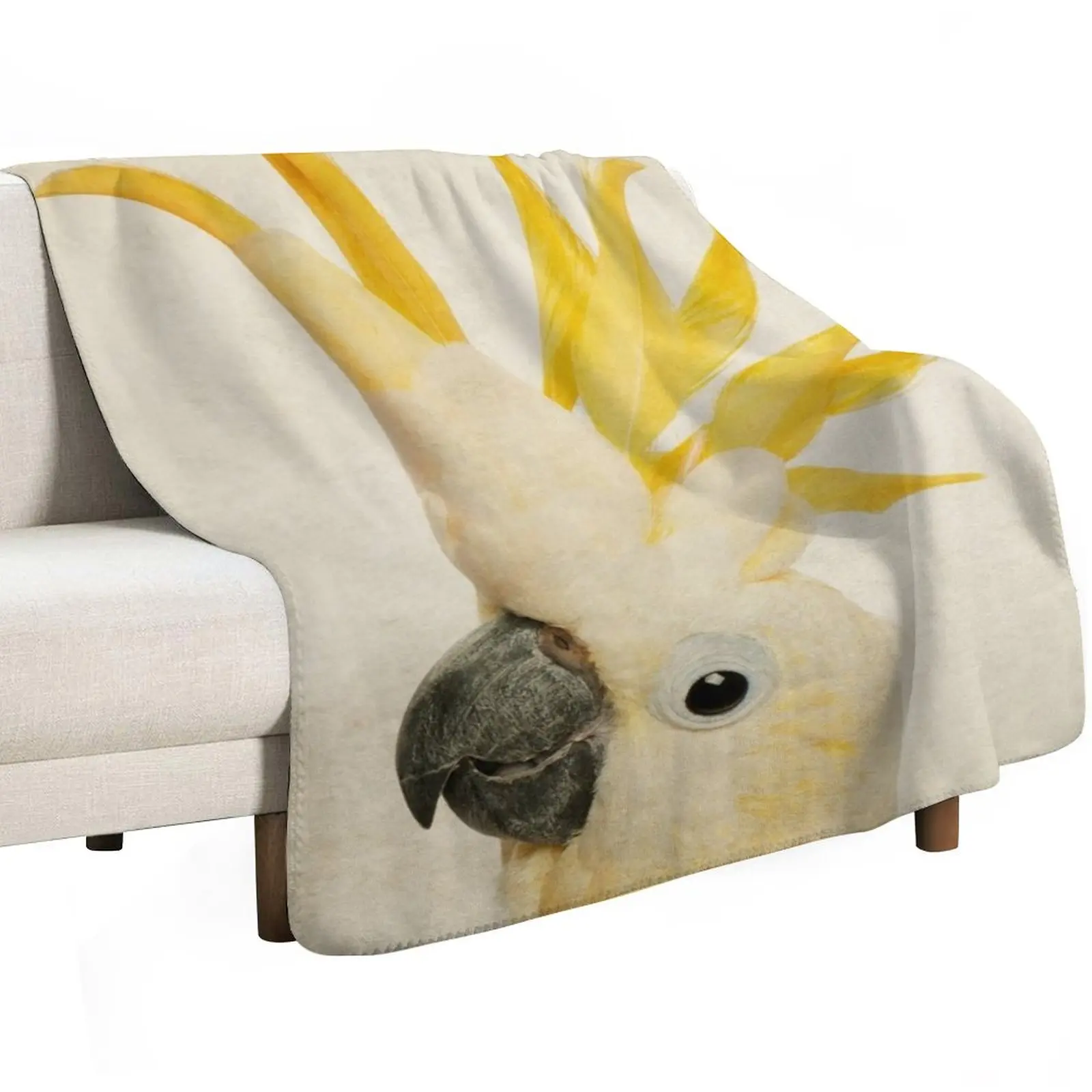 Sulphur Crested Cockatoo, Exotic Bird Portrait Art Throw Blanket Travel Beautifuls funny gift Tourist Large Soft Plaid Blankets