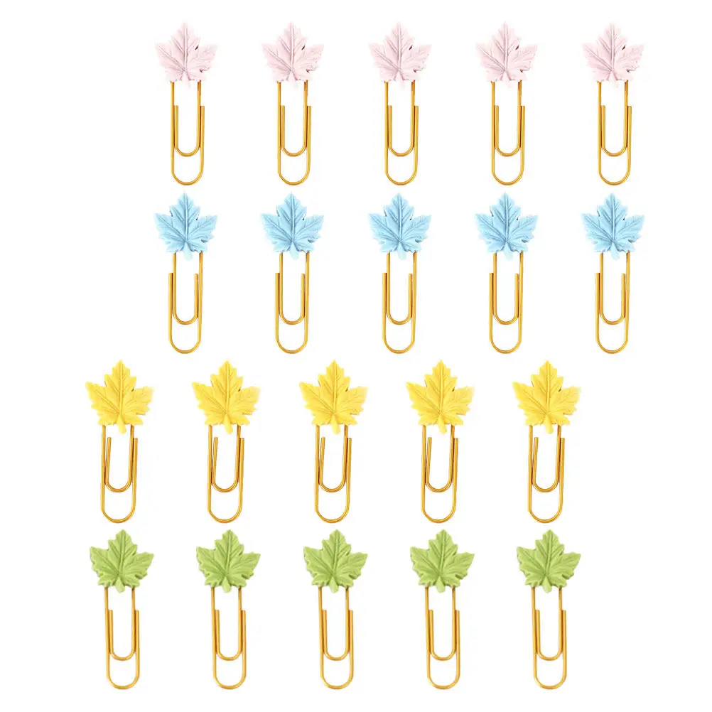 

20Pcs Cute Maple Leaf Bookmark Clips Metal Paper Clips Functional Planner Accessories Decorative Bookmarks for Study Office Home