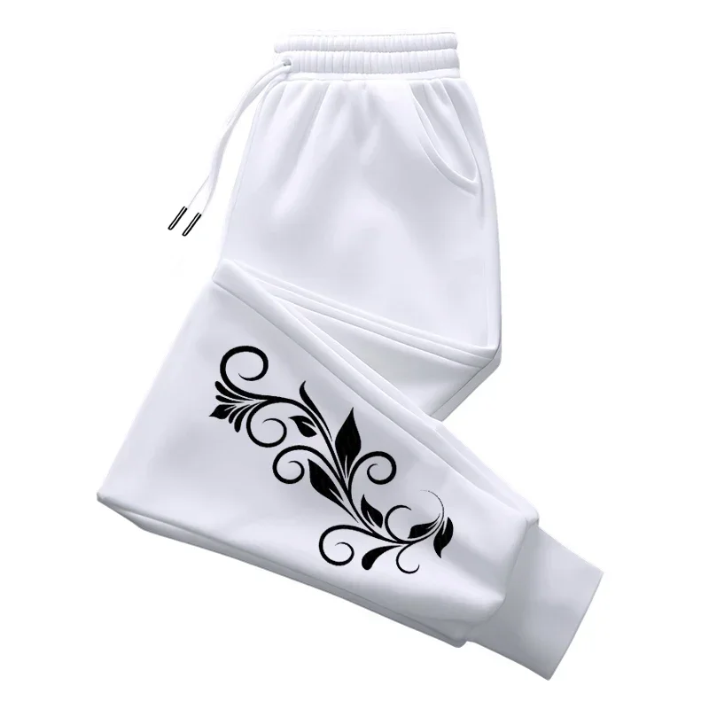 Pantalones deportivos informales de otoño e invierno para mujer, pantalones de chándal con estampado de flores de alta calidad,
