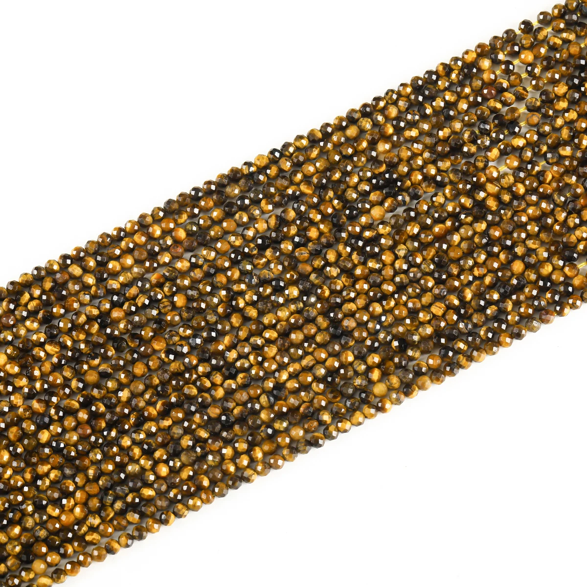 2, 3, 4 mm facettierte natürliche gelbe Tigerauge-Steinperle, rund, lose Distanzperle für Schmuckherstellung, DIY-Halskette, Armband, Zubehör – Detail 2