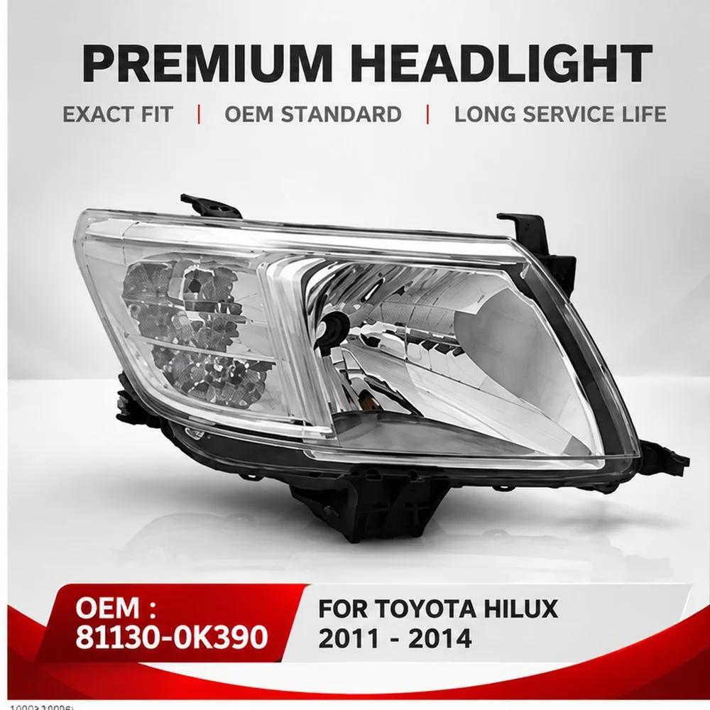 81130-0K390 Perfect Replacement For Toyota Hilux VIGO 2011 2012 2013 2014 Left and Eight Front Headlight accesorios para coche