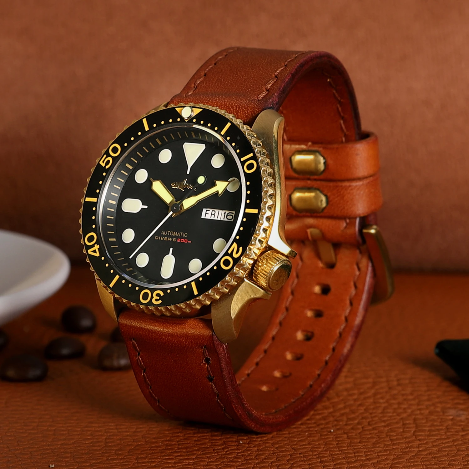 Heimdallr SKX007 Bronze Diver Automatic Watch Vintage 41mm Dial Sapphire C3 Luminous 200m Waterproof Mechanical Wristatch Reloj