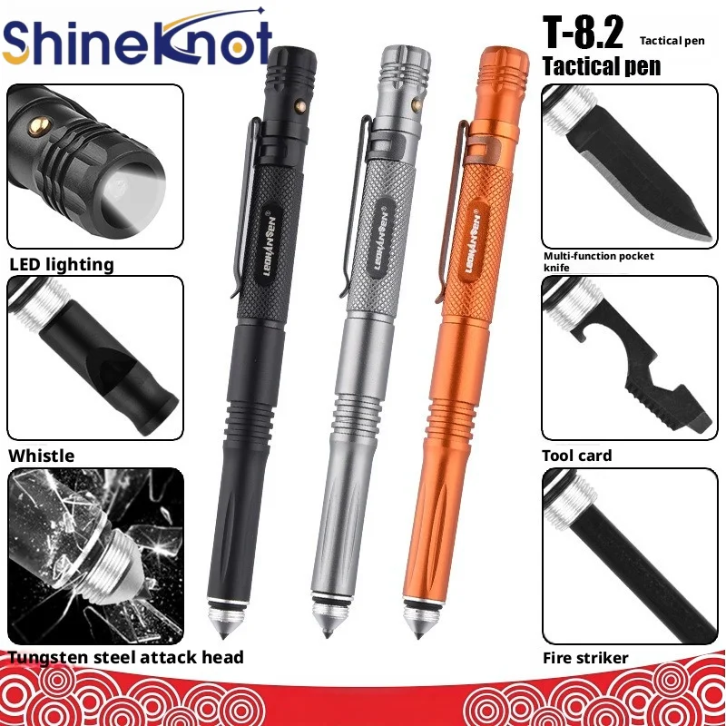 shineknot-ledライト搭載タクティカルペン-多機能防衛ペン-窓割り機能付き多機能ペン