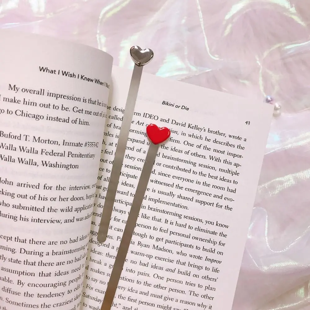 เครื่องเขียนอุปกรณ์สํานักงานโรงเรียนหนังสือสนับสนุน Love Heart Reading Assistant หนังสือคลิปคู่บุ๊คมาร์ค Bookmark Pagination Mark