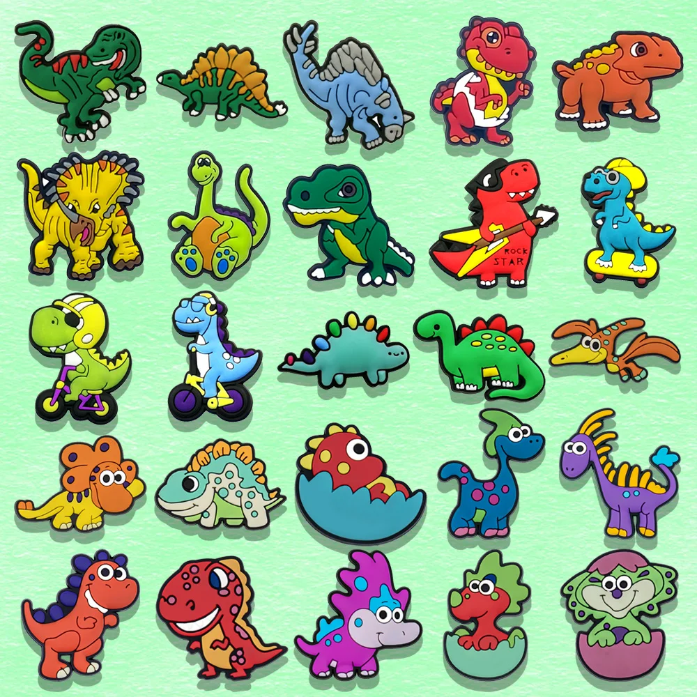 1-25pcs Cute Dinosaur Shoe Charms Animal Stegosaurus Triceratops Shoe Decorations Pins for Kid Boys Shoe Accessories Ornaments