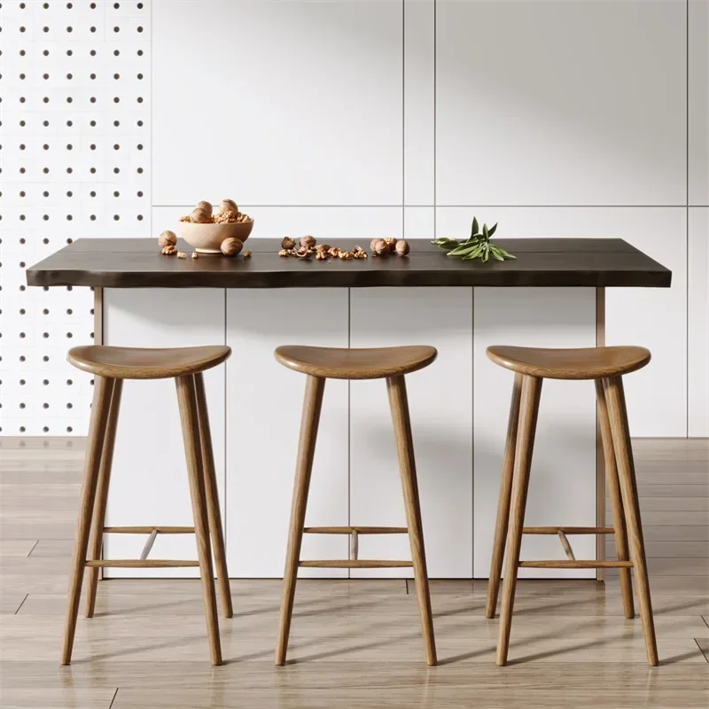 Modern Home Island Table Kitchen High Stool Contracted Bar Chair Nordic Solid Wood Restaurant Counter Stool