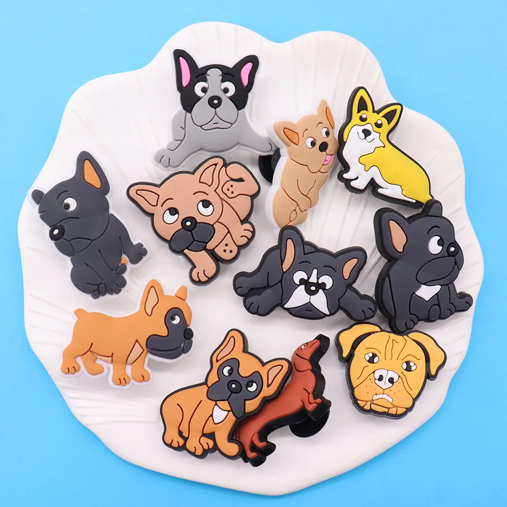 PVC Encantos Animais para Sapatos Infantis, Fivela Fit Pulseiras, Doberman Pug Husky Acessórios, Presente de Aniversário, Nova Chegada, 1PC