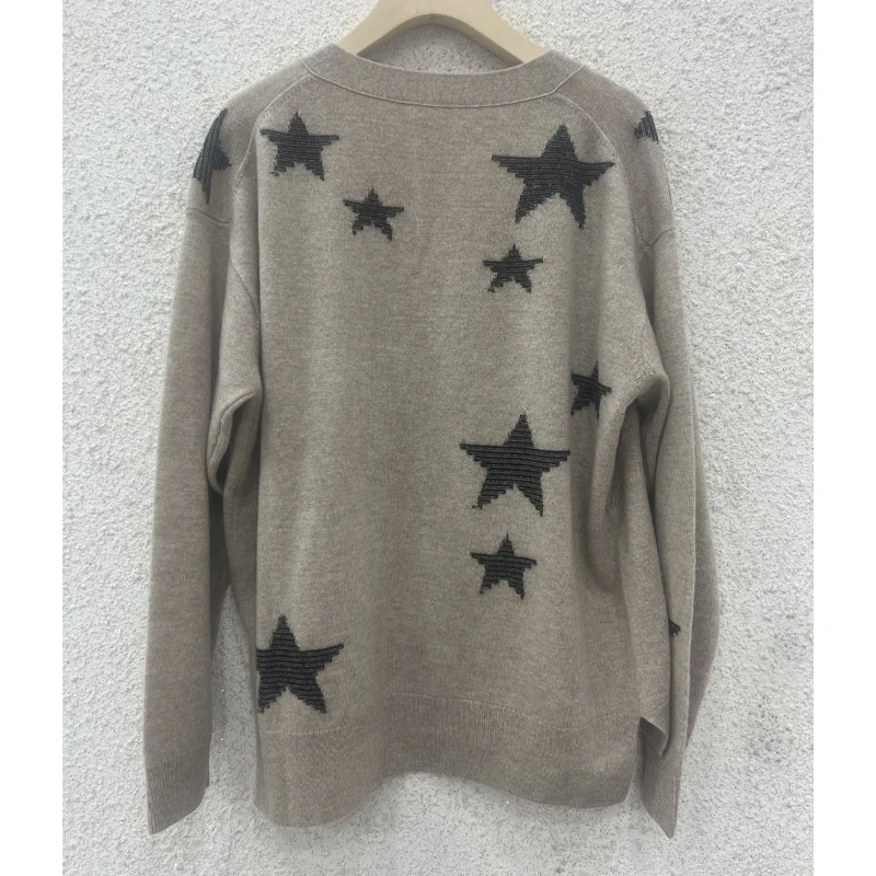 Zadig Star Cardigan Women Black Wool Sweater Female Casual Thin Jumpers Apricot Cardigans Knitwear Fashion Button Sweaters Tops