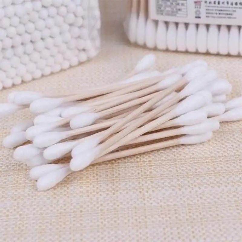 3Boxes Double Head Cotton Swabs Soft Plump Cotton Tips Sturdy Bamboo Sticks For Makeup Removal Ear Clean Daily Use