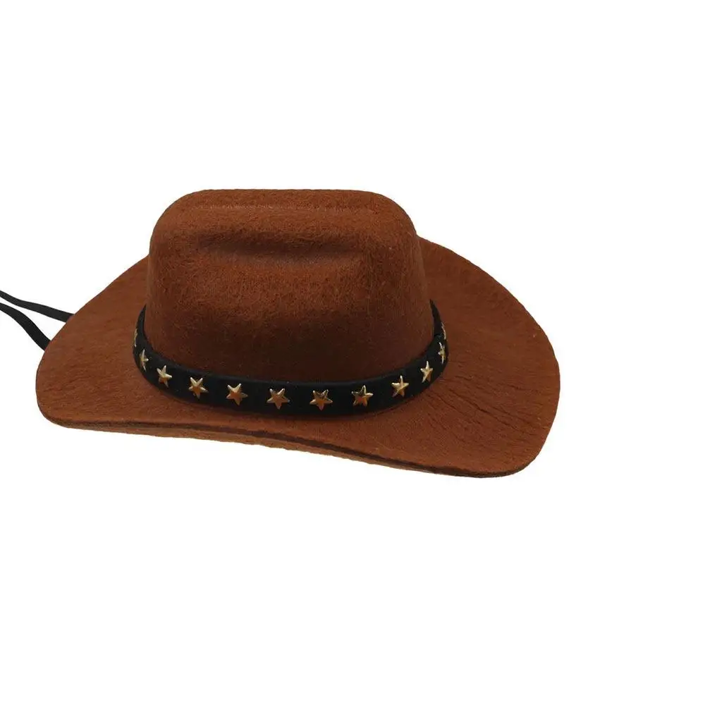 

Модная ковбойская шляпа со звездами в британском стиле для домашних животных, регулируемый нетканый головной убор для кошек, мягкие шляпы от солнца для домашних животных, вечерние шляпы для домашних животных