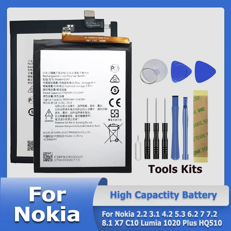 XDOU WT330 LC-620 BV-5XW WT130 HE362 HE347 BL-29CI Battery For Nokia 2.2 3.1 4.2 5.3 6.2 7 7.2 8.1 X7 C10 Lumia 1020 Plus HQ510