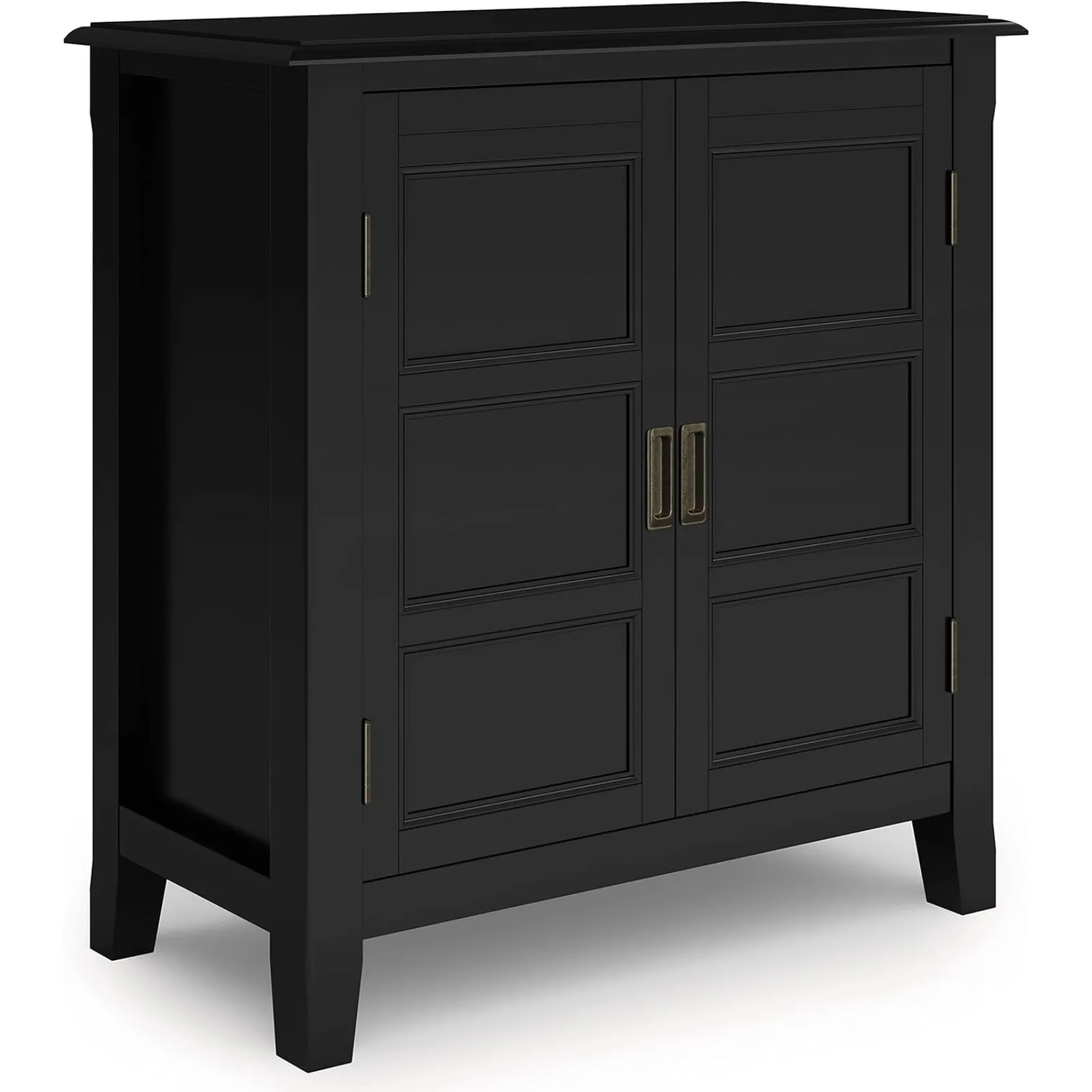 

US Burlington Solid Wood 30 inch Wide Traditional Low Storage Cabinet in Black for The Living Room, Entryway and