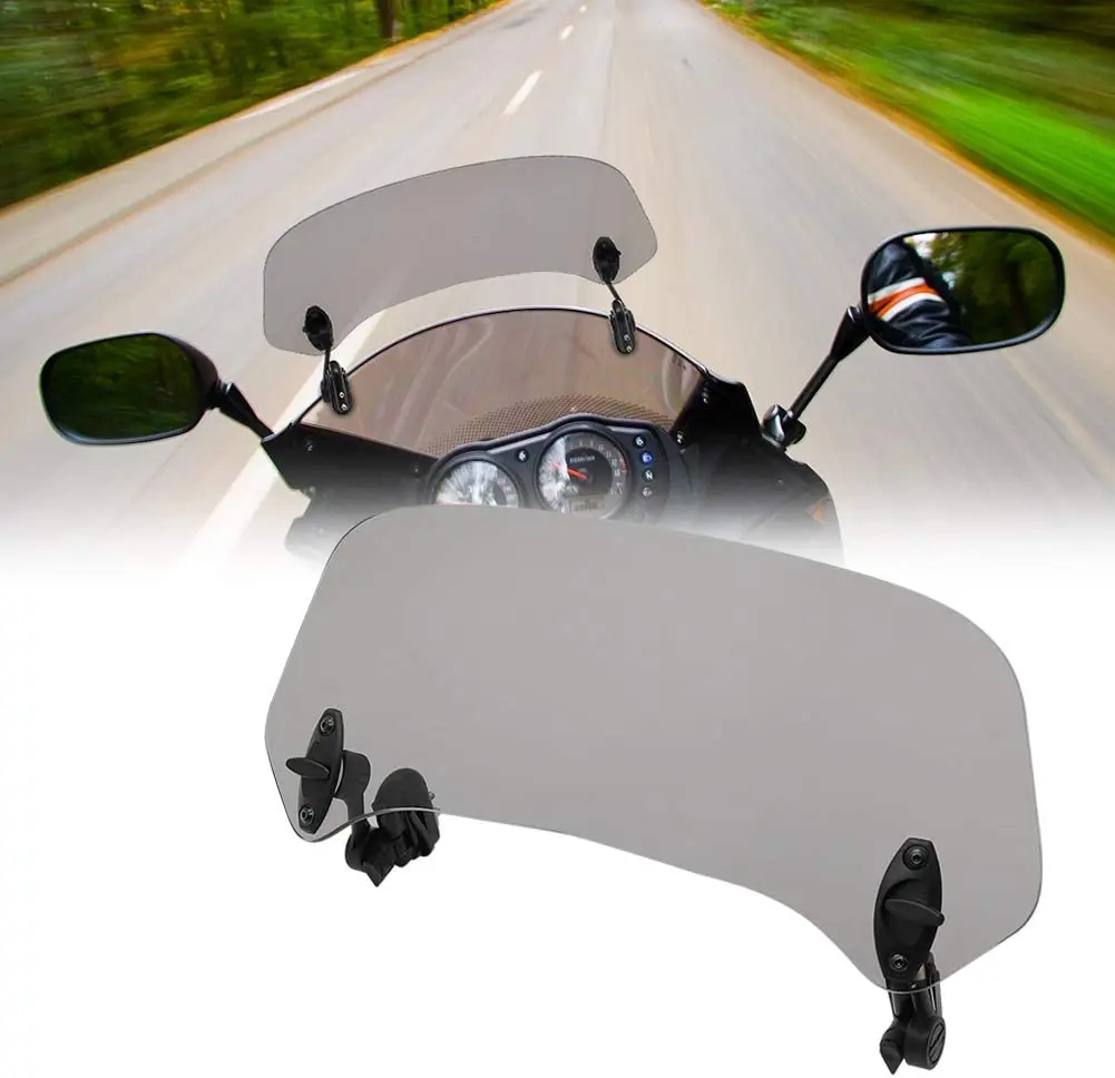 

1 Set Motorcycle Windshield Extension Adjustable Spoiler Universal Clamp-on Windscreen Deflector Parts