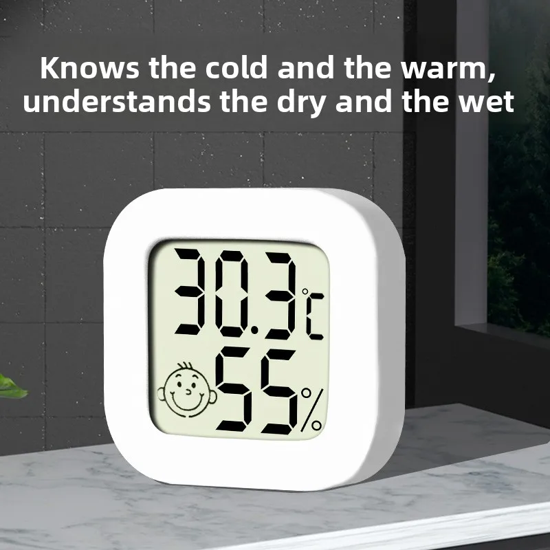 Pengukur Suhu dan Kelembapan Dalam Ruangan Elektronik, Termometer Rumah Presisi Tinggi, Dipasang di Dinding dengan Tampilan Kering dan Basah